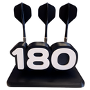 Black darts holder with '180' on a white background