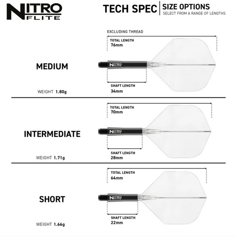 Nitro Flite Flights & Shafts - Black & Clear - Standard