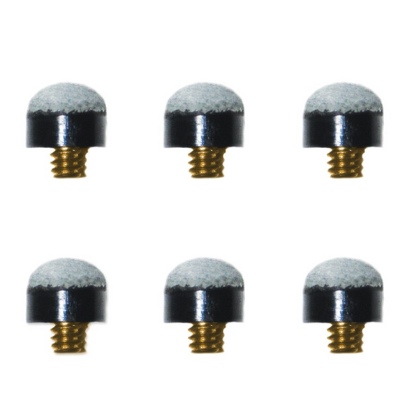 Cue Tips - Screw in - Blue Leather - 6pc Pack- 12mm