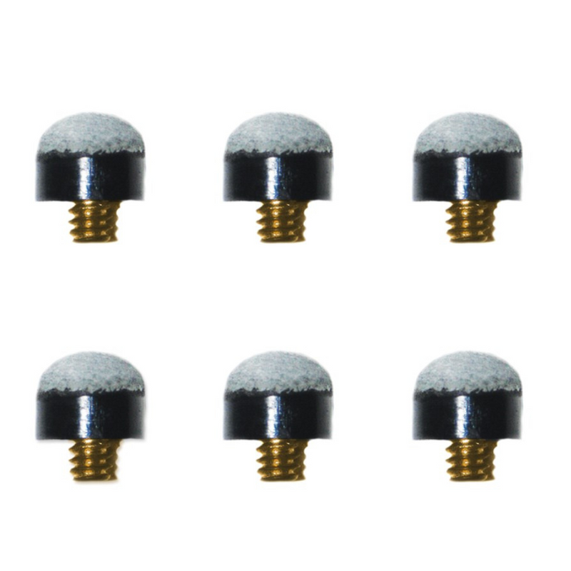 Cue Tips - Screw in - Blue Leather - 6pc Pack- 12mm