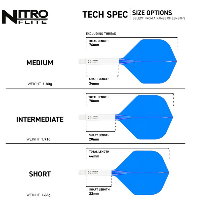 Nitro Flite Flights & Shafts - White & Blue - Standard